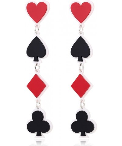 Playing Cards Pattern Dangle Drop Earring Acrylic Spades Hearts Poker Earrings Charms Hearts Spades Aces Club Dangle Earrings...