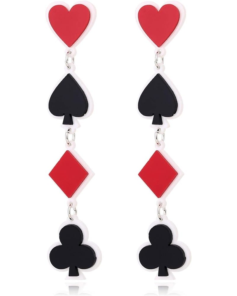 Playing Cards Pattern Dangle Drop Earring Acrylic Spades Hearts Poker Earrings Charms Hearts Spades Aces Club Dangle Earrings...