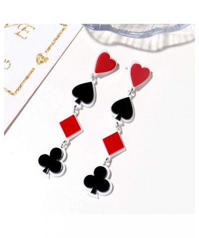 Playing Cards Pattern Dangle Drop Earring Acrylic Spades Hearts Poker Earrings Charms Hearts Spades Aces Club Dangle Earrings...