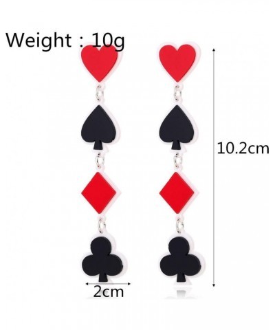 Playing Cards Pattern Dangle Drop Earring Acrylic Spades Hearts Poker Earrings Charms Hearts Spades Aces Club Dangle Earrings...