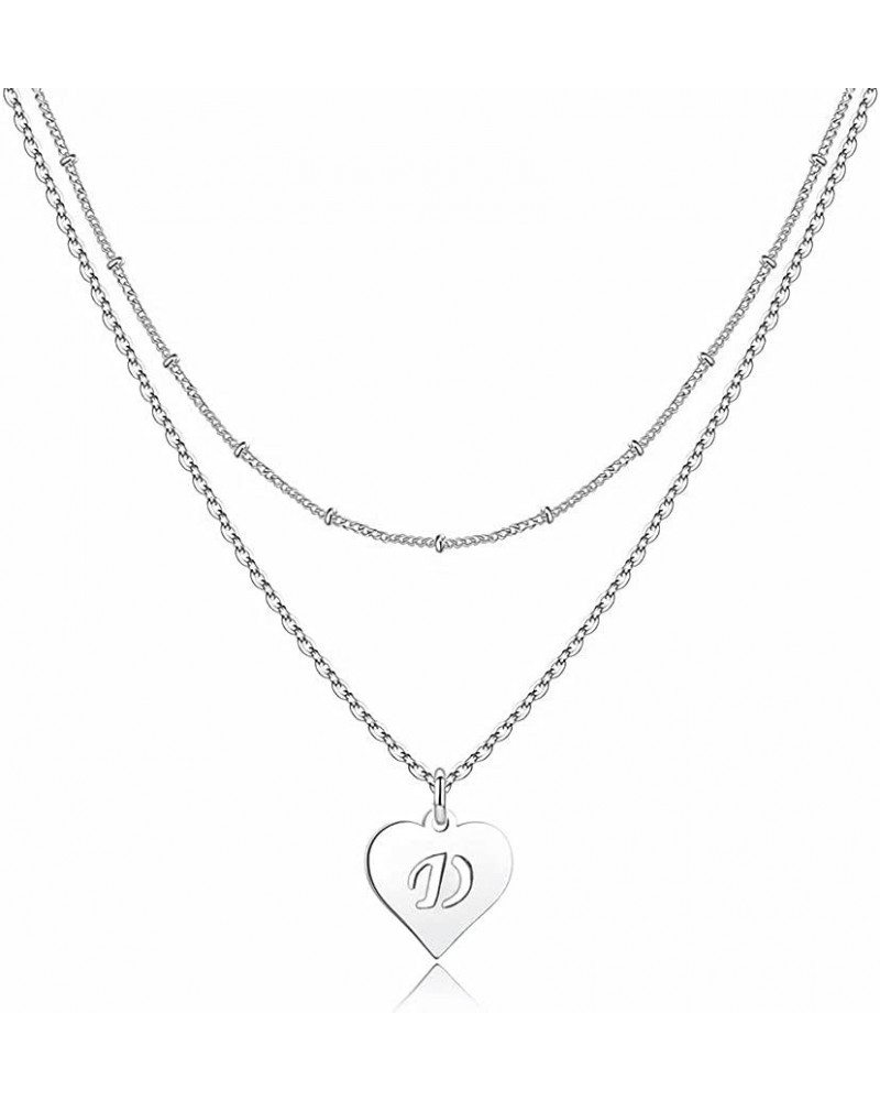 Initial Necklaces for Women, Love Heart Shape Letter Necklace Layered Personalized Stainless steel Necklaces for Women Teen G...