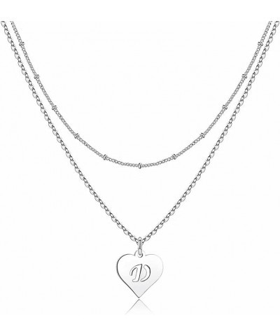 Initial Necklaces for Women, Love Heart Shape Letter Necklace Layered Personalized Stainless steel Necklaces for Women Teen G...