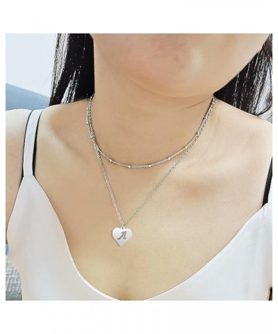 Initial Necklaces for Women, Love Heart Shape Letter Necklace Layered Personalized Stainless steel Necklaces for Women Teen G...