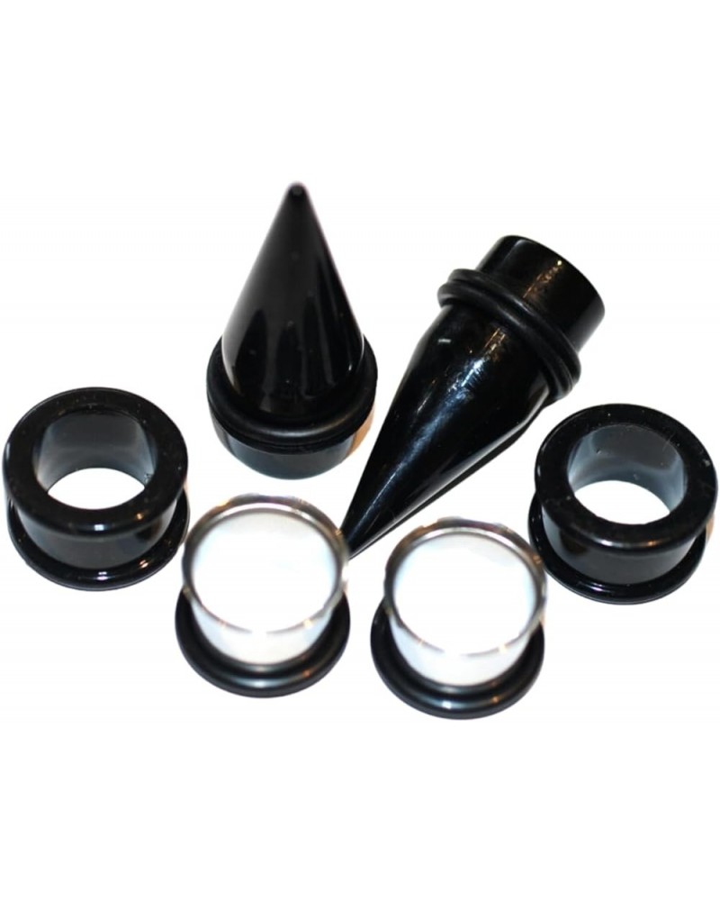 3 PAIRS of Black Tapers, Steel Tunnels and Black Silicone Tunnels Ear Stretching Kit gauges 14g - 1 inch 0g $11.27 Body Jewelry