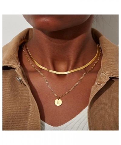 Initial Necklaces for Women, Gold Layered Necklaces for Women, Initial Necklace, 18K Gold Plated Paperclip Chain Necklaces fo...