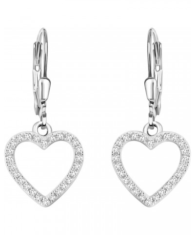 Women's Earrings 925 Silver - Heart Dangle Earrings - 20463 $16.76 Earrings