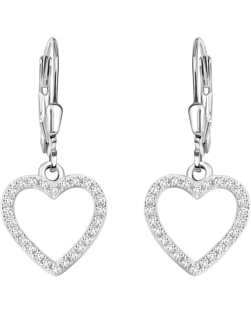 Women's Earrings 925 Silver - Heart Dangle Earrings - 20463 $16.76 Earrings