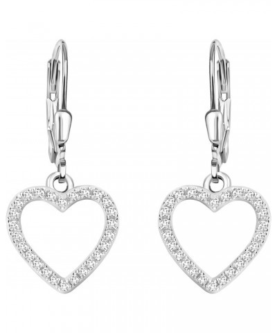 Women's Earrings 925 Silver - Heart Dangle Earrings - 20463 $16.76 Earrings