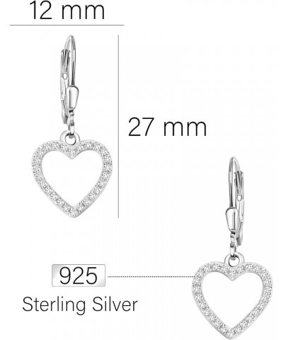 Women's Earrings 925 Silver - Heart Dangle Earrings - 20463 $16.76 Earrings