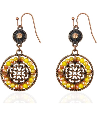 Bohemian Vintage Earrings for Women Retro Rhinestone Dangle Earrings Boho Vintage Geometric Round Earrings Ethnic Style Vinta...