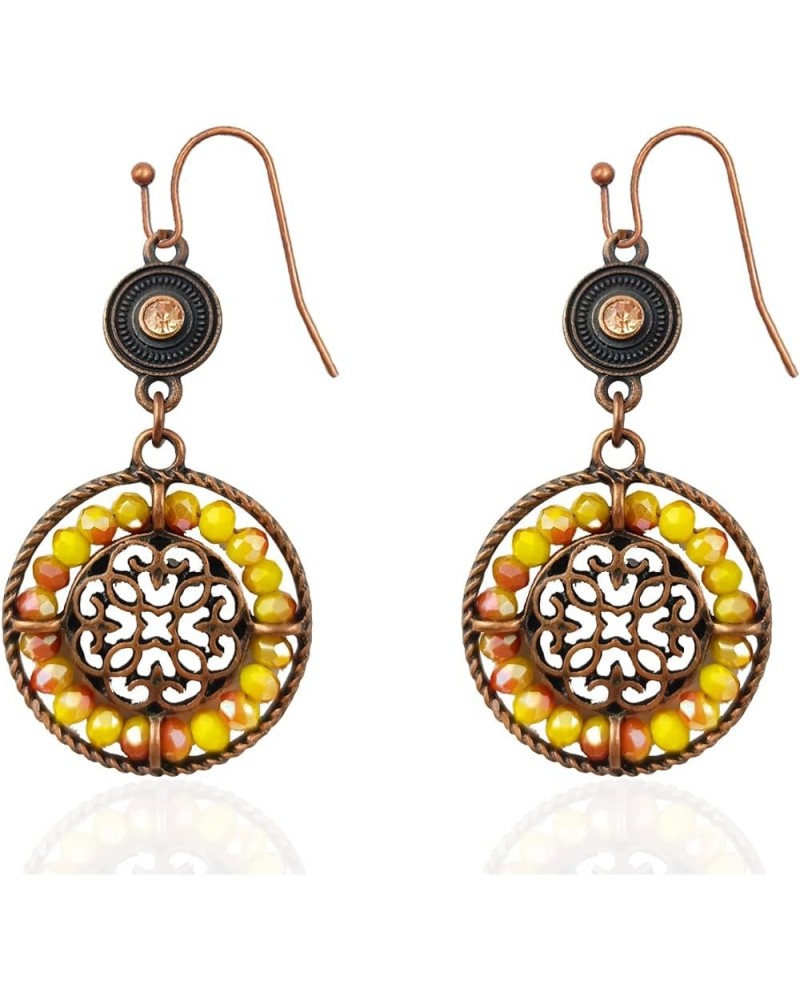 Bohemian Vintage Earrings for Women Retro Rhinestone Dangle Earrings Boho Vintage Geometric Round Earrings Ethnic Style Vinta...