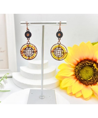 Bohemian Vintage Earrings for Women Retro Rhinestone Dangle Earrings Boho Vintage Geometric Round Earrings Ethnic Style Vinta...