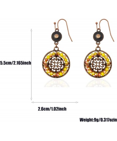 Bohemian Vintage Earrings for Women Retro Rhinestone Dangle Earrings Boho Vintage Geometric Round Earrings Ethnic Style Vinta...