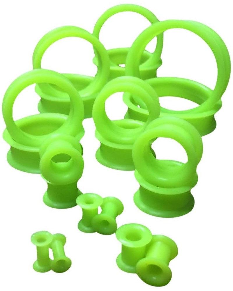 PAIR of Green Soft Silicone Ear Tunnels Plugs - up to size 50mm! 1" (26mm) $9.54 Body Jewelry