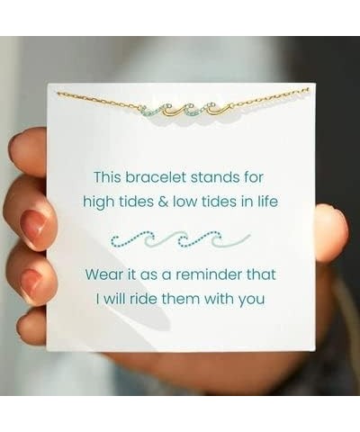 I'd Be So Lost Without You Triple Wave Bracelet, Ocean Beach Wave Bracelet for Women 925 Sterling Silver Adjustable Wave Brac...