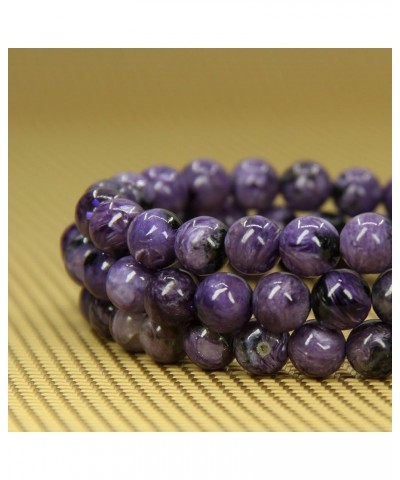 Natural Gemstone 6mm Round Beads Stretch Bracelet 7 Inch Russian Charoite $7.97 Bracelets