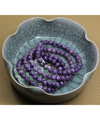 Natural Gemstone 6mm Round Beads Stretch Bracelet 7 Inch Russian Charoite $7.97 Bracelets