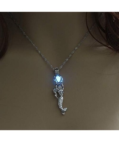 Luminous Mermaid Pendant Necklace for Women Girls Teen Glow in the Dark Fluorescence Fairy Tail Mermaid Tail Choker Necklace ...