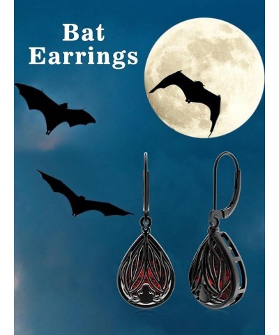 Skull Earrings Sterling Silver Black Gothic Earrings Halloween Jewelry Skeleton Gifts for Women Girls Bat $24.35 Earrings