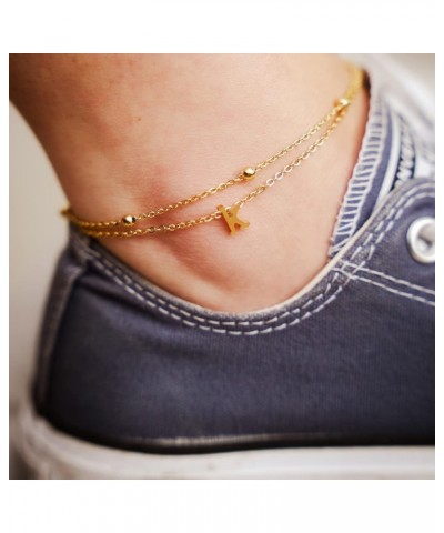 Initial Ankle Bracelets for Women Layered Letter Anklet for Women 14K Gold Plated M $9.34 Anklets