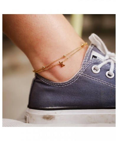 Initial Ankle Bracelets for Women Layered Letter Anklet for Women 14K Gold Plated M $9.34 Anklets