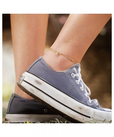 Initial Ankle Bracelets for Women Layered Letter Anklet for Women 14K Gold Plated M $9.34 Anklets