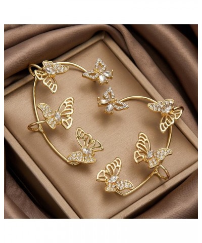 Butterfly Cuff Wrap Earrings For Women, No Piercing Zircon Butterfly Ear Clips Around Ear Earrings 1 Pair-Gold(Style 2) $8.69...