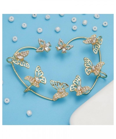 Butterfly Cuff Wrap Earrings For Women, No Piercing Zircon Butterfly Ear Clips Around Ear Earrings 1 Pair-Gold(Style 2) $8.69...