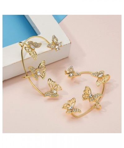 Butterfly Cuff Wrap Earrings For Women, No Piercing Zircon Butterfly Ear Clips Around Ear Earrings 1 Pair-Gold(Style 2) $8.69...