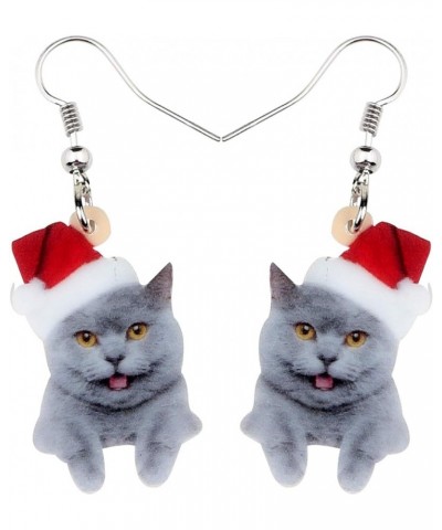 Cute Christmas Cat Earrings Dangle Jewelry For Women Girls Charm Decoration Gifts Christmas Cat 2 $6.62 Earrings