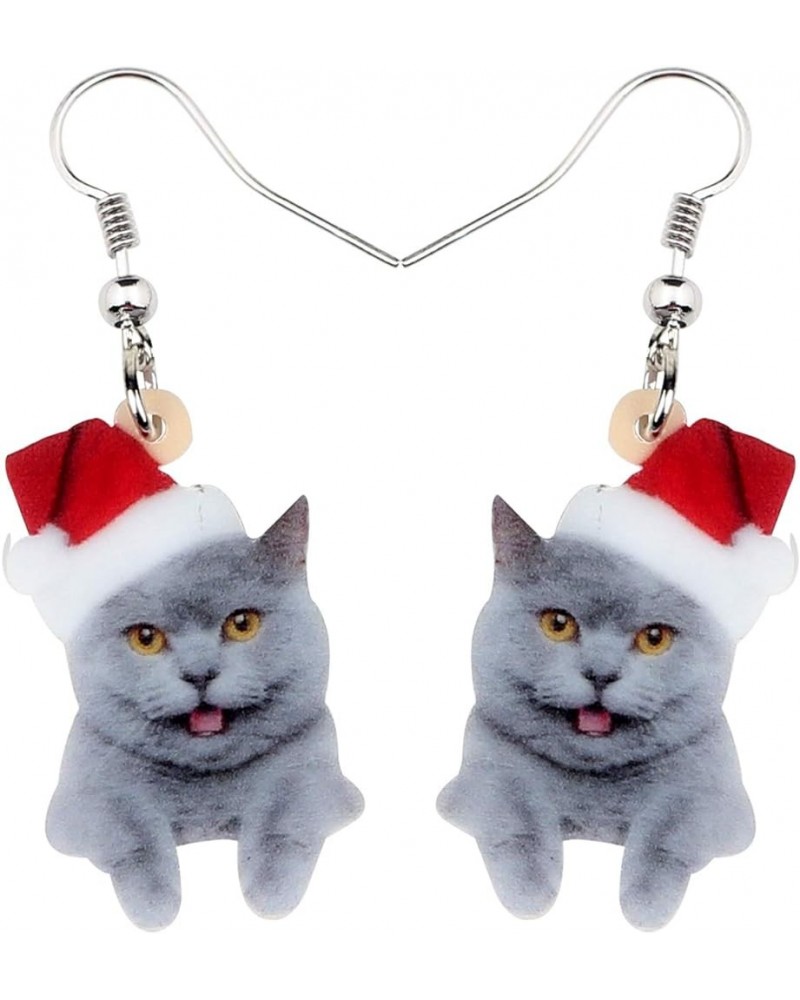 Cute Christmas Cat Earrings Dangle Jewelry For Women Girls Charm Decoration Gifts Christmas Cat 2 $6.62 Earrings