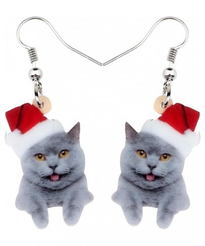 Cute Christmas Cat Earrings Dangle Jewelry For Women Girls Charm Decoration Gifts Christmas Cat 2 $6.62 Earrings