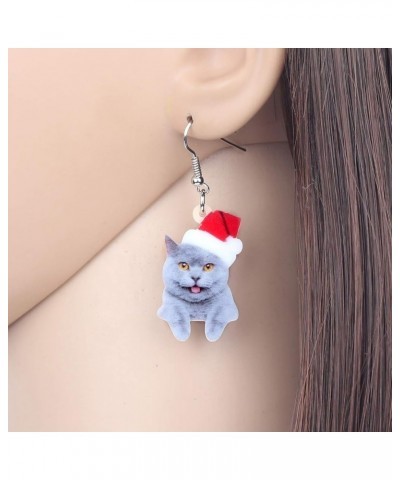 Cute Christmas Cat Earrings Dangle Jewelry For Women Girls Charm Decoration Gifts Christmas Cat 2 $6.62 Earrings