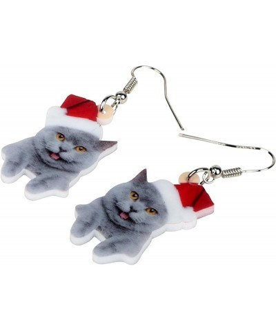 Cute Christmas Cat Earrings Dangle Jewelry For Women Girls Charm Decoration Gifts Christmas Cat 2 $6.62 Earrings