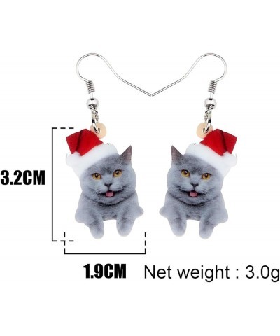 Cute Christmas Cat Earrings Dangle Jewelry For Women Girls Charm Decoration Gifts Christmas Cat 2 $6.62 Earrings