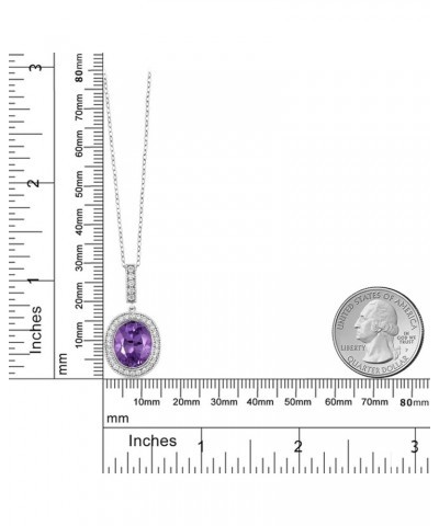 925 Sterling Silver Gemstone Birthstone Pendant Necklace For Women | Oval 12X10MM | with 18 Inch Silver Chain Amethyst $28.31...