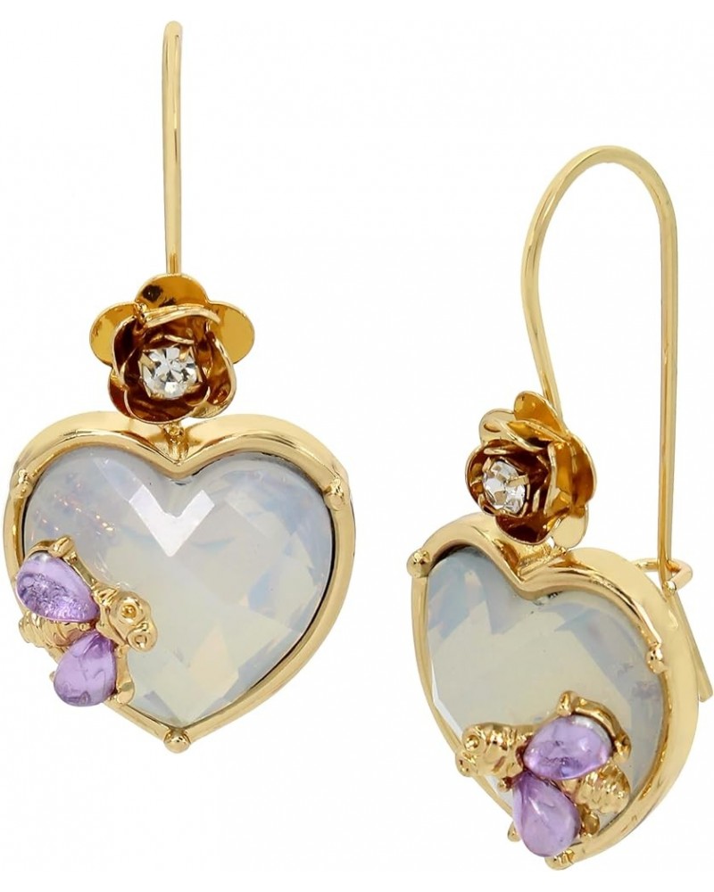 Womens Stone Heart Dangle Earrings Opal/Gold $11.90 Earrings