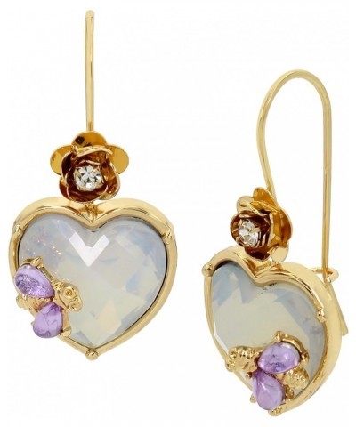 Womens Stone Heart Dangle Earrings Opal/Gold $11.90 Earrings