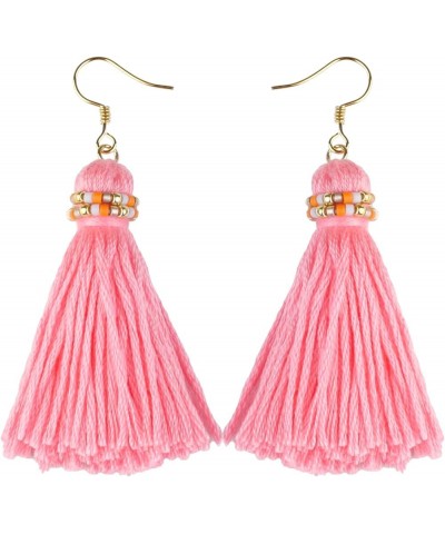 Women's Drop Dangle Earrings Tassel Dangle Earrings for Women Thread Tiered Tassel Dangle Statement Summer Beach Layered Pink...