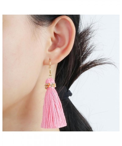 Women's Drop Dangle Earrings Tassel Dangle Earrings for Women Thread Tiered Tassel Dangle Statement Summer Beach Layered Pink...