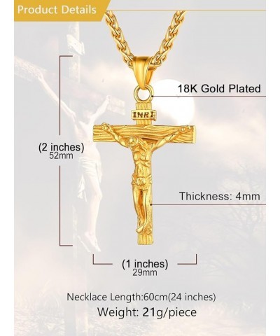 Men Crucifix Cross Pendant with Chain Baptism Christian Jewelry Stainless Steel/18K Gold Antique Jesus Necklace, Gift Packed,...