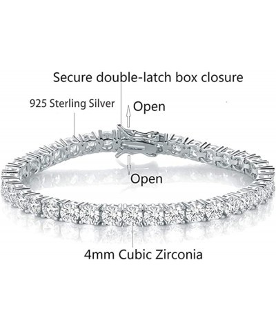 925 Sterling Silver 3/4/5mm Round-Cut Cubic Zirconia Classic Tennis Bracelet for Women 6-8.5 inches S925 4.0 CZ-6in $21.72 Br...