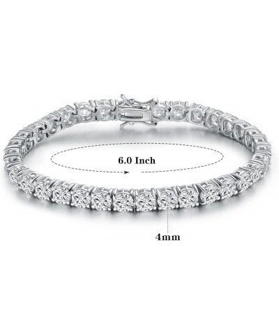 925 Sterling Silver 3/4/5mm Round-Cut Cubic Zirconia Classic Tennis Bracelet for Women 6-8.5 inches S925 4.0 CZ-6in $21.72 Br...