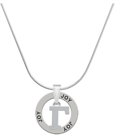 Silvertone Large Greek Letter - Joy Ring Charm Necklace, 18 Gamma $14.40 Necklaces