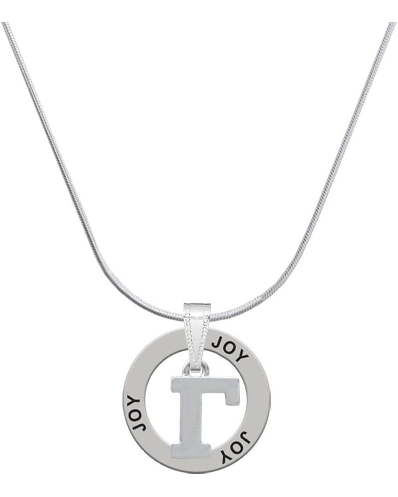 Silvertone Large Greek Letter - Joy Ring Charm Necklace, 18 Gamma $14.40 Necklaces