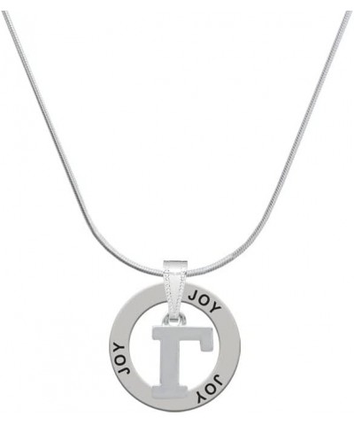 Silvertone Large Greek Letter - Joy Ring Charm Necklace, 18 Gamma $14.40 Necklaces