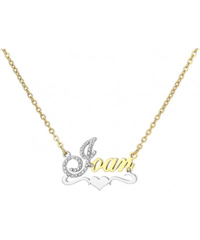 Custom Gold My Name Necklace Plate Dainty Initial Necklace Personalized Customizable Short Crystal Necklaces for Women Joan $...