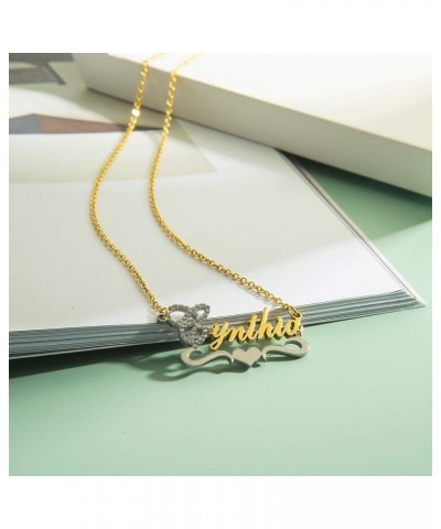 Custom Gold My Name Necklace Plate Dainty Initial Necklace Personalized Customizable Short Crystal Necklaces for Women Joan $...