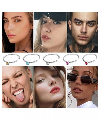 Nose Rings Studs and Hoops, Surgical Stainless Steel Hypoallergenic Nose Rings Set for Women Men, Straight/L/Screw Shaped and...