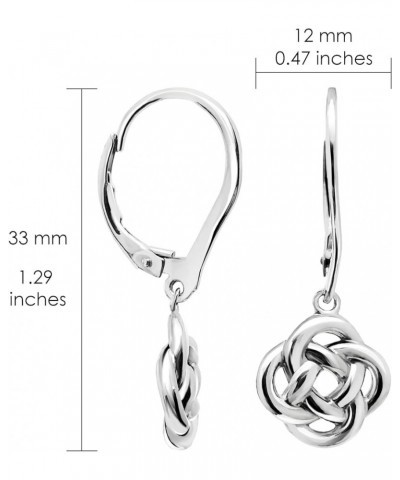 925 Sterling Silver Love Knot Flower Eternity Irish Celtic Design Dangle Lever-back Earrings, Silver, Yellow Gold, Rose Gold ...